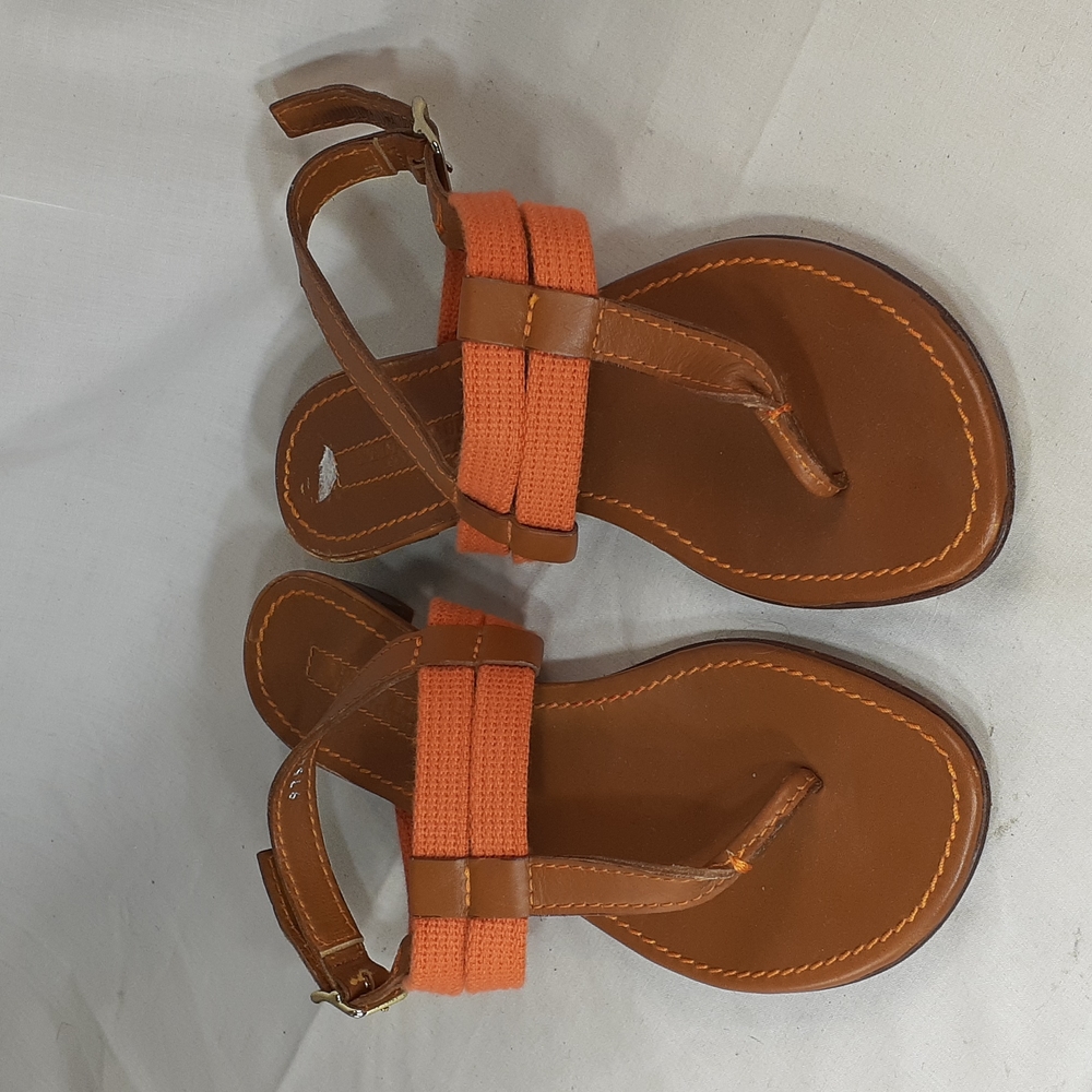 Ralph Lauren Blue Label brown leather and orange sandals size 6.5
